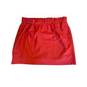 J.Crew Red Wool Blend Skirt Size Large | Elastic Waist | Lined w/ Pockets